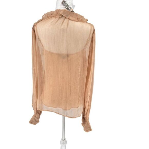 NWT J. Crew Ruffle Button-Up Shirt in Crinkle Chiffon Sz 14 Pale Pink OP $138 - Picture 4 of 12